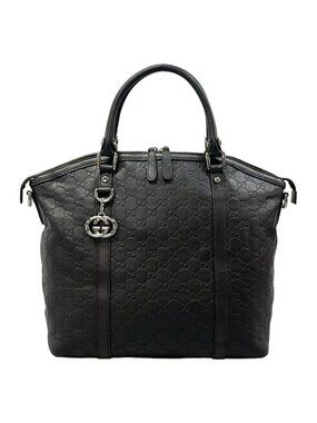 Gucci Handbag Guccissima Line Interlocking Dark Brown Leather